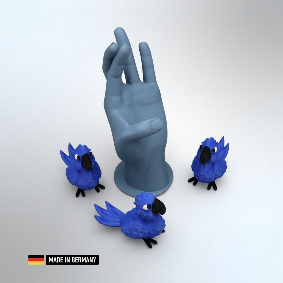 papagei figur blau mehrfarbig stehend, dekoration