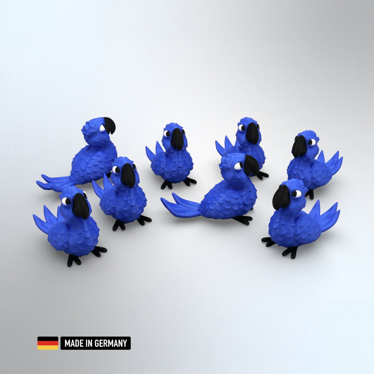 papagei figur blau mehrfarbig stehend, dekoration