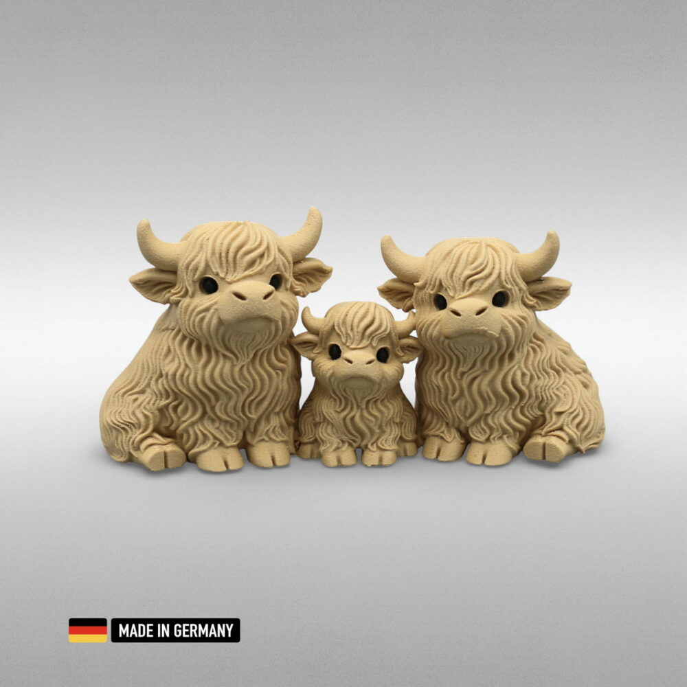 highland rind familie mama papa kalb glasfaserverstärkt dekoration