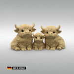 highland rind familie mama papa kalb glasfaserverstärkt dekoration