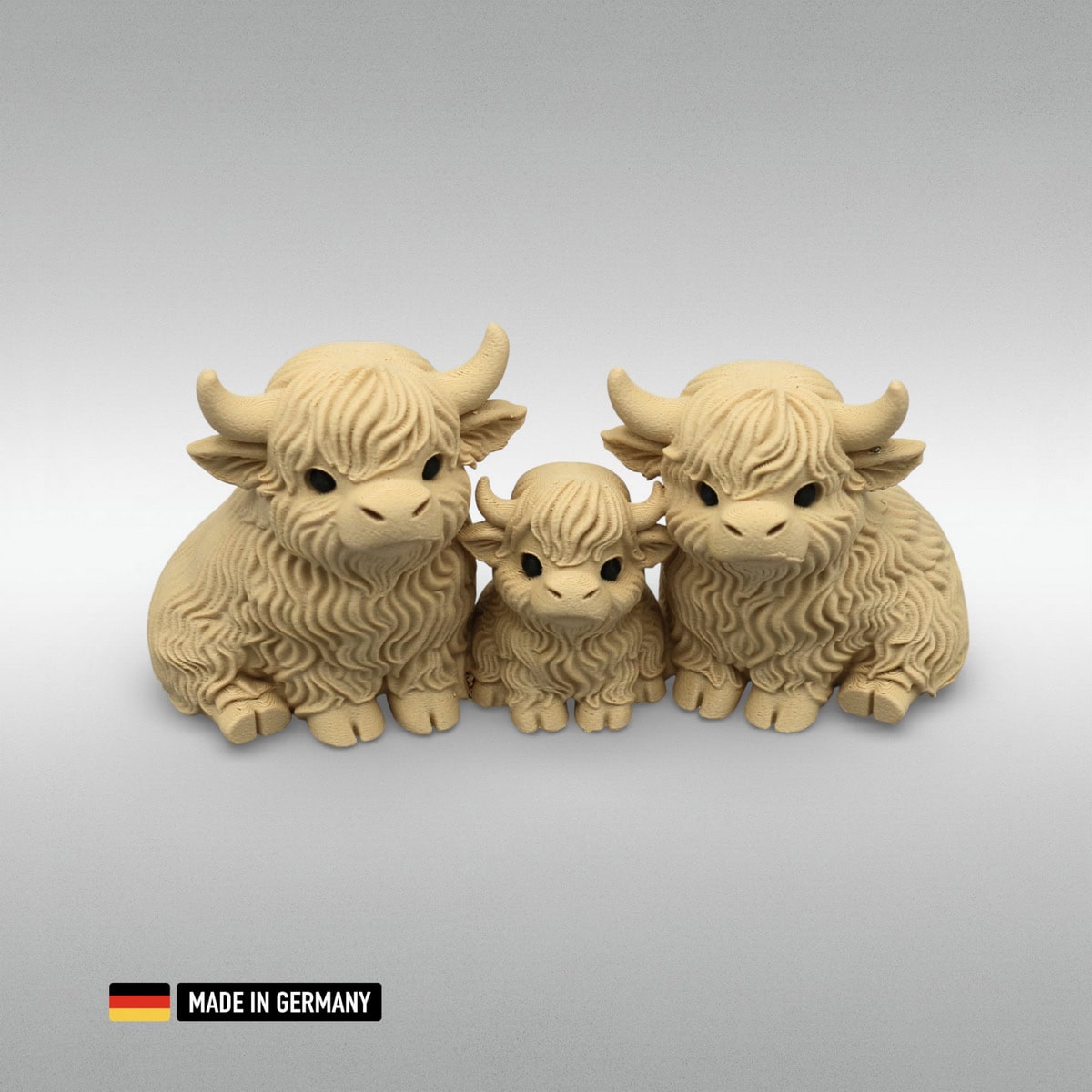 highland rind familie mama papa kalb glasfaserverstärkt dekoration