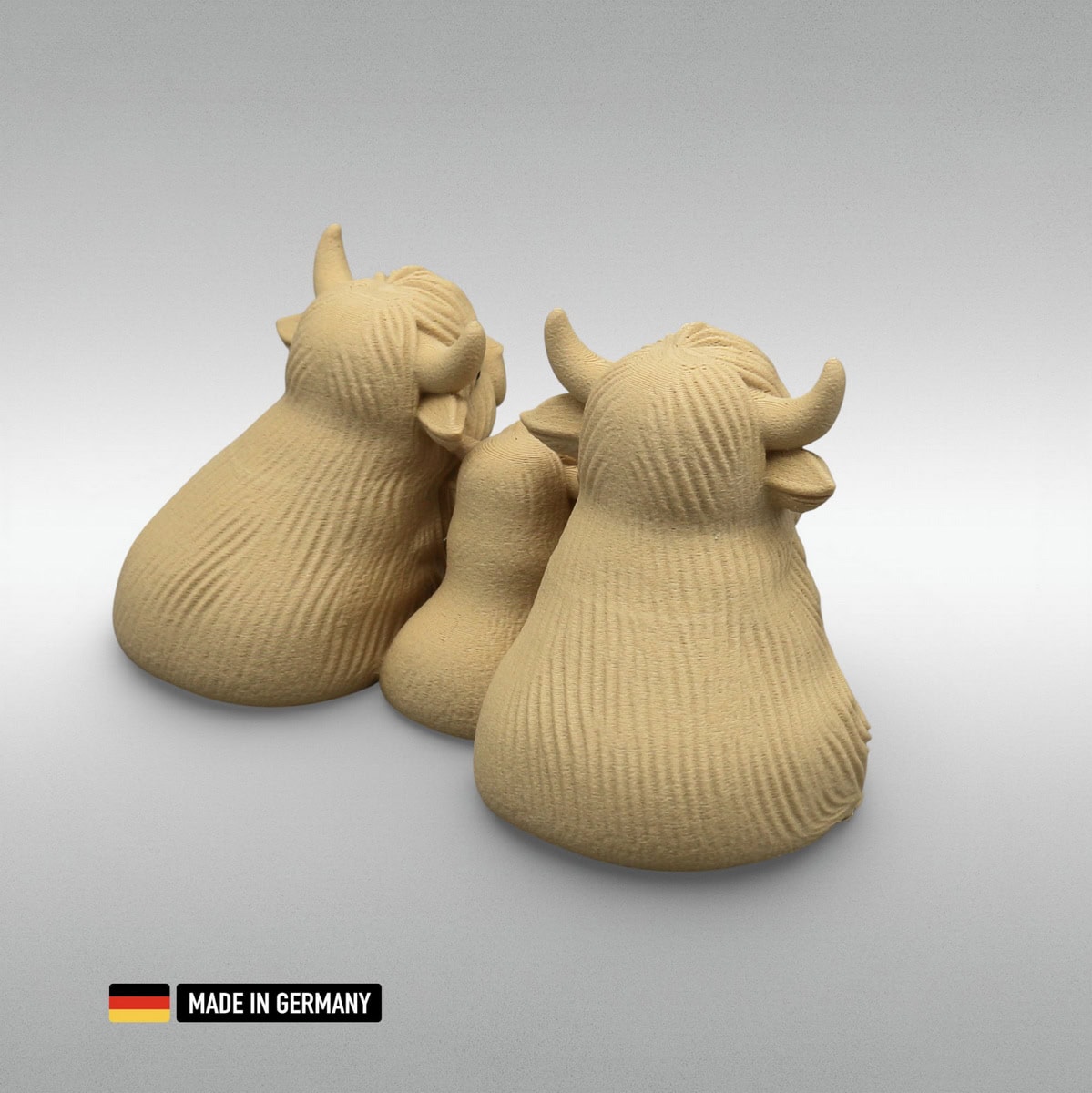 highland rind familie mama papa kalb glasfaserverstärkt dekoration