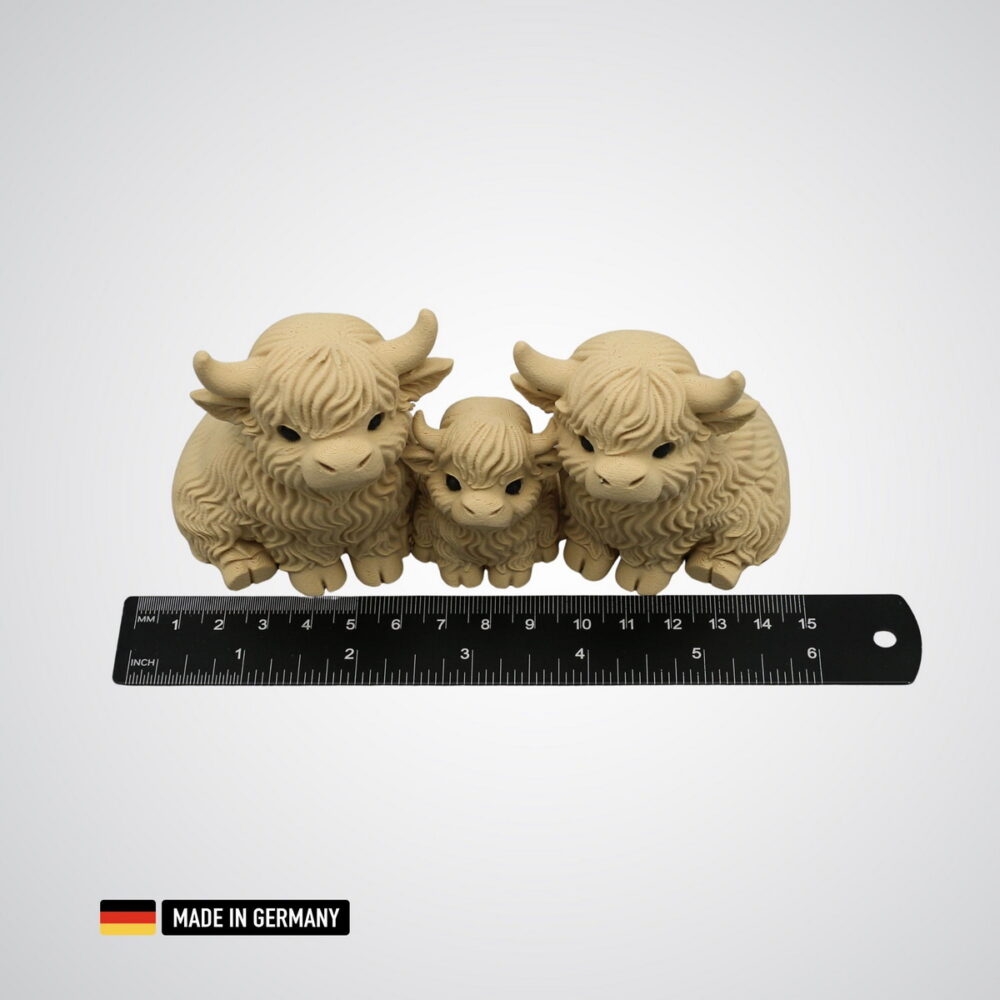 highland rind familie mama papa kalb glasfaserverstärkt dekoration
