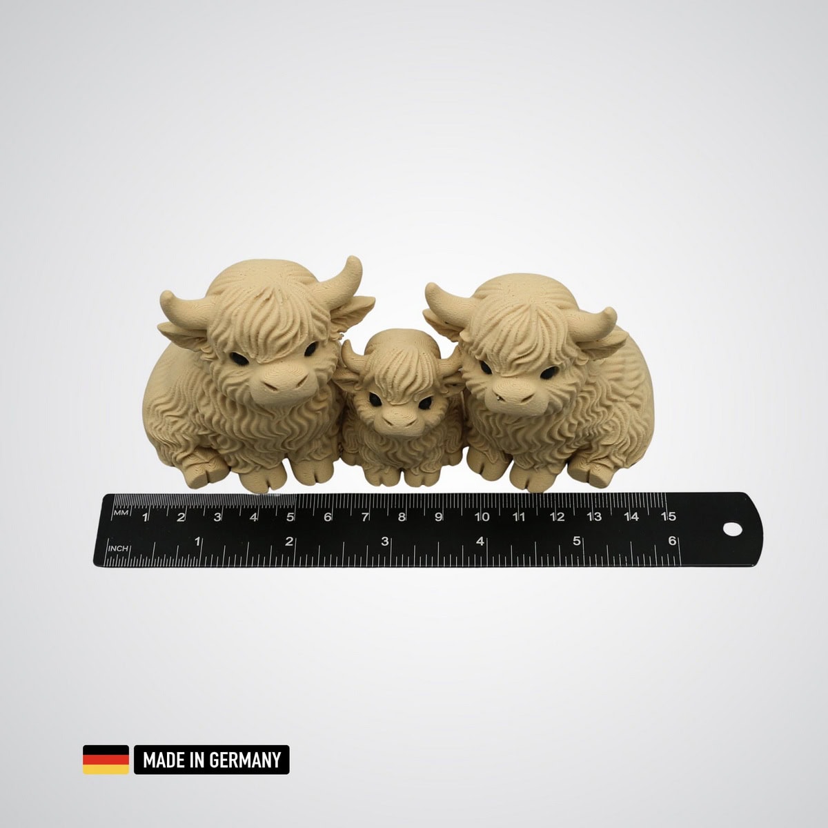 highland rind familie mama papa kalb glasfaserverstärkt dekoration