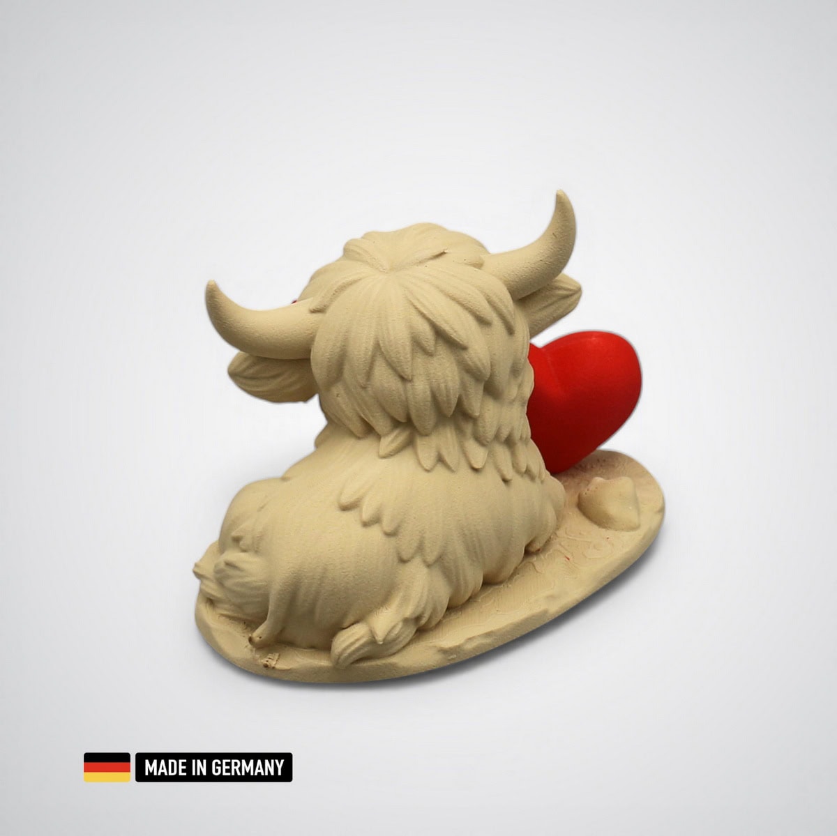 highland rind mit großem herz / liebesgeschenk tierfigur hochland rind chibby