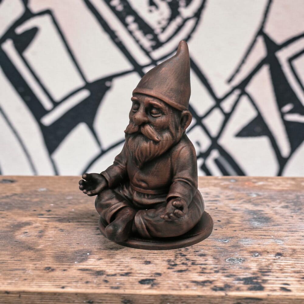 meditationsgnom brushes figur metallic handveredelt zen deko für garten & blumen