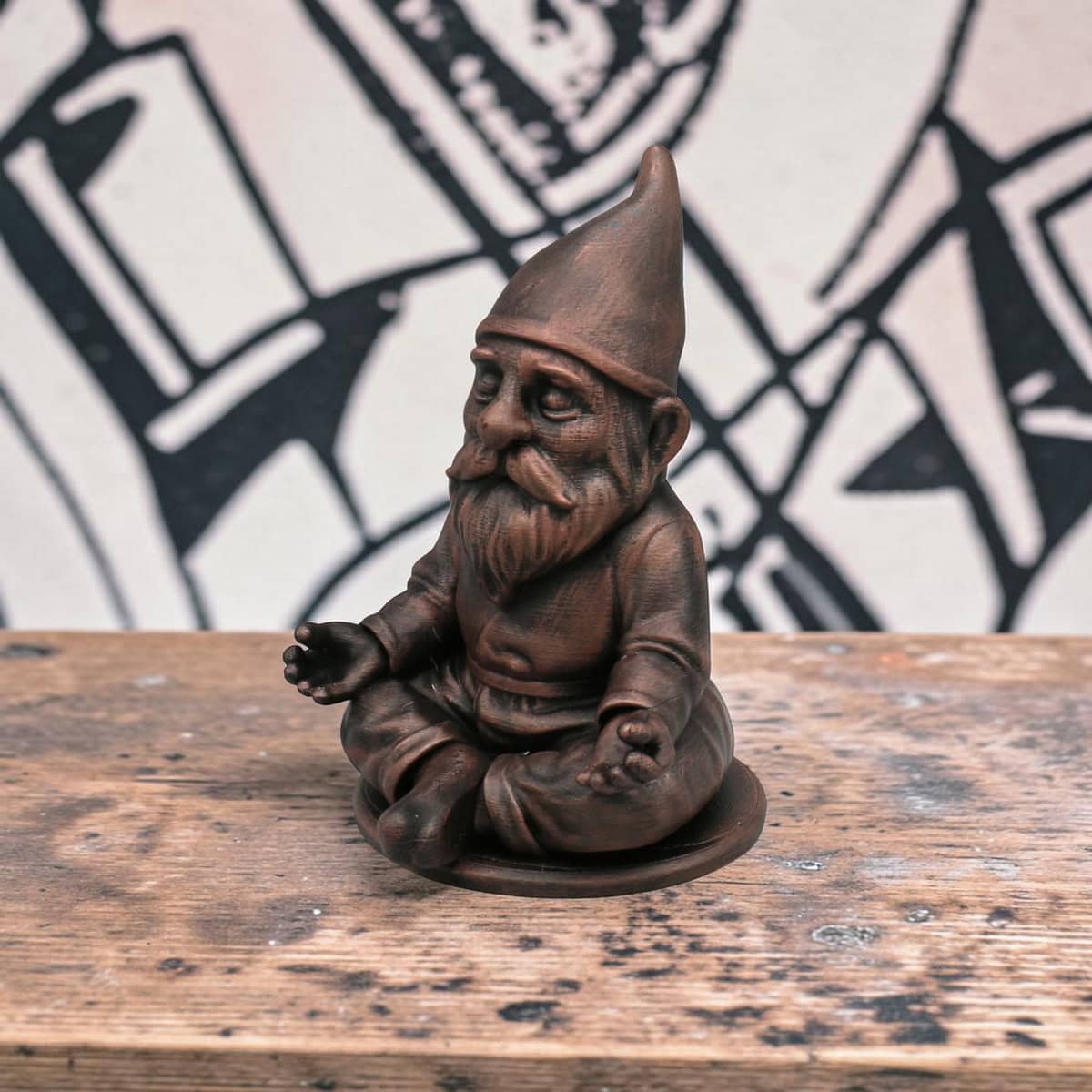 meditationsgnom brushes figur metallic handveredelt zen deko für garten & blumen