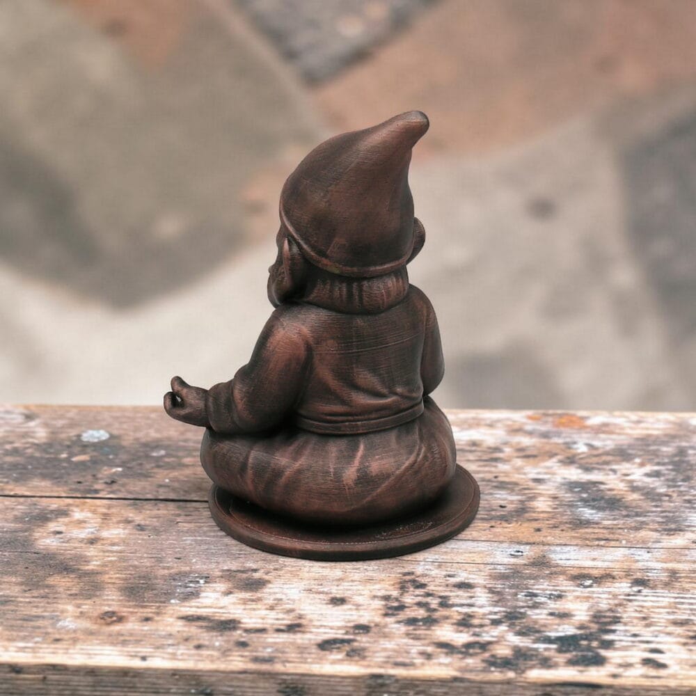 meditationsgnom brushes figur metallic handveredelt zen deko für garten & blumen