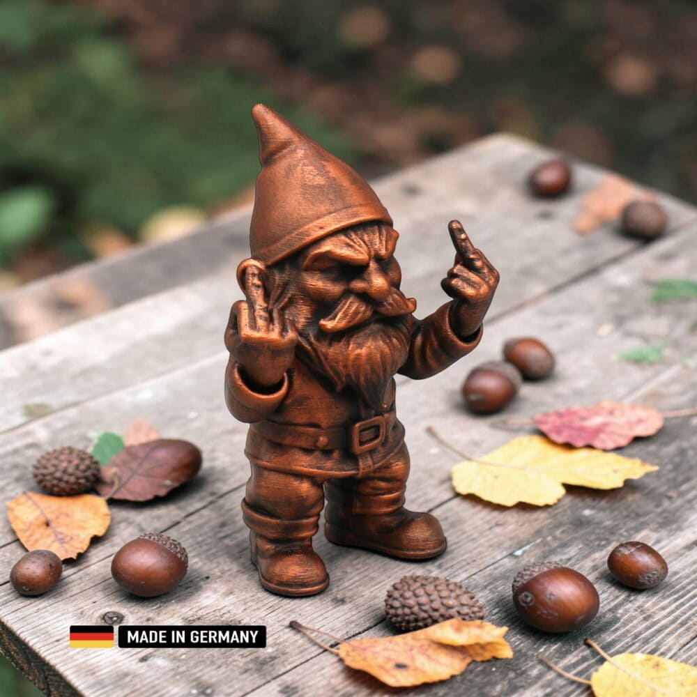 mittelfinger gnom brushes figur handveredelt metallic optik 145mm