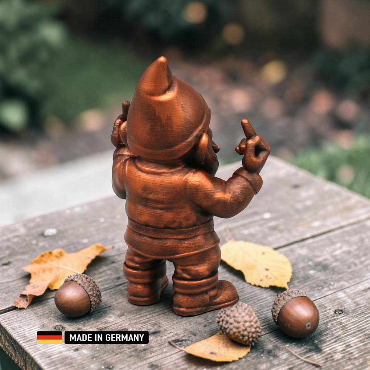 mittelfinger gnom brushes figur handveredelt metallic optik 145mm