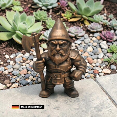 badass gnom der furchtlose krieger – dekofigur für garten, beet und fensterbank