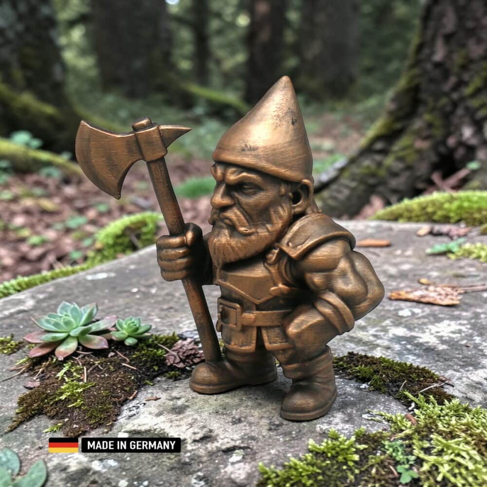 badass gnom der furchtlose krieger – dekofigur für garten, beet und fensterbank