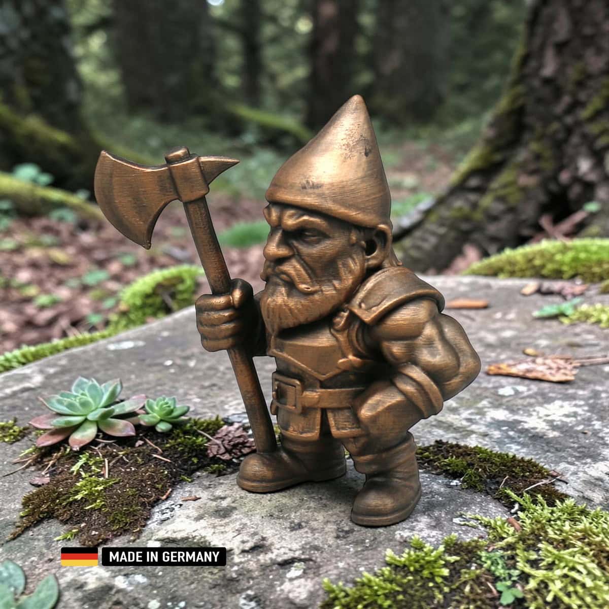 badass gnom der furchtlose krieger – dekofigur für garten, beet und fensterbank