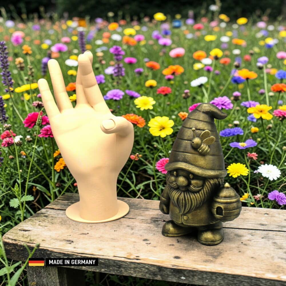 imker gnom bienenfreund mit bienenkorb – dekofigur für garten, beet und fensterbank