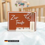 stehkarte zur taufe – deko mit reagenzglas für geldgeschenk