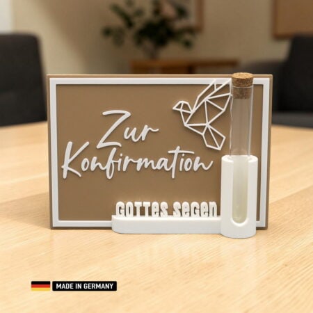 stehkarte zur konfirmation – deko mit reagenzglas al