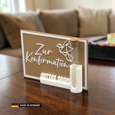 stehkarte zur konfirmation – deko mit reagenzglas al