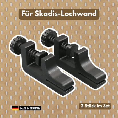 tischhalterung für skadis lochwand (2 stück) mobile tischzwinge klemmbefestigung für lochwand / befestigung, glasfaserverstärkt extra robust