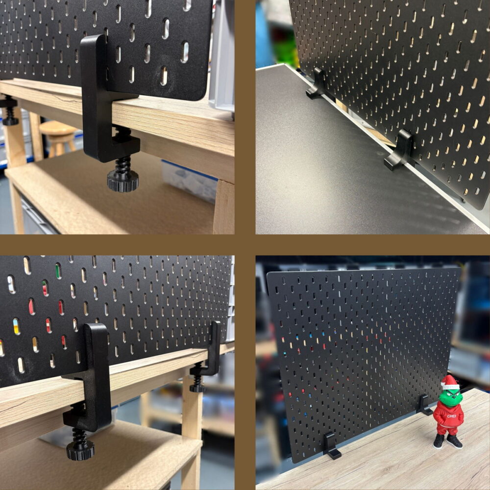 tischhalterung für skadis lochwand (2 stück) mobile tischzwinge klemmbefestigung für lochwand / befestigung, glasfaserverstärkt extra robust
