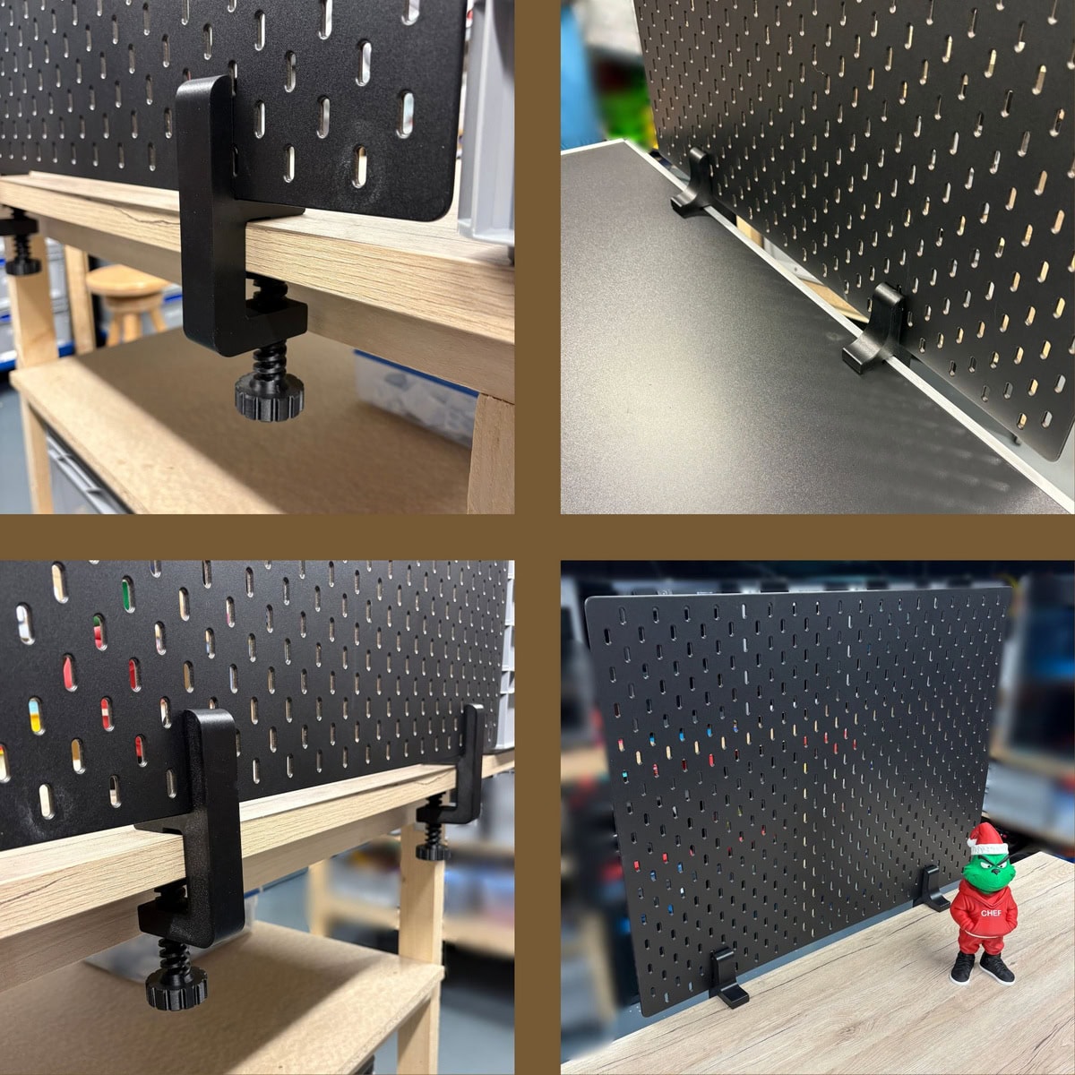 tischhalterung für skadis lochwand (2 stück) mobile tischzwinge klemmbefestigung für lochwand / befestigung, glasfaserverstärkt extra robust