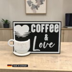 coffee & love stehkarte mit 3d tasse dekoration geschenkidee / dekoration zum aufstellen