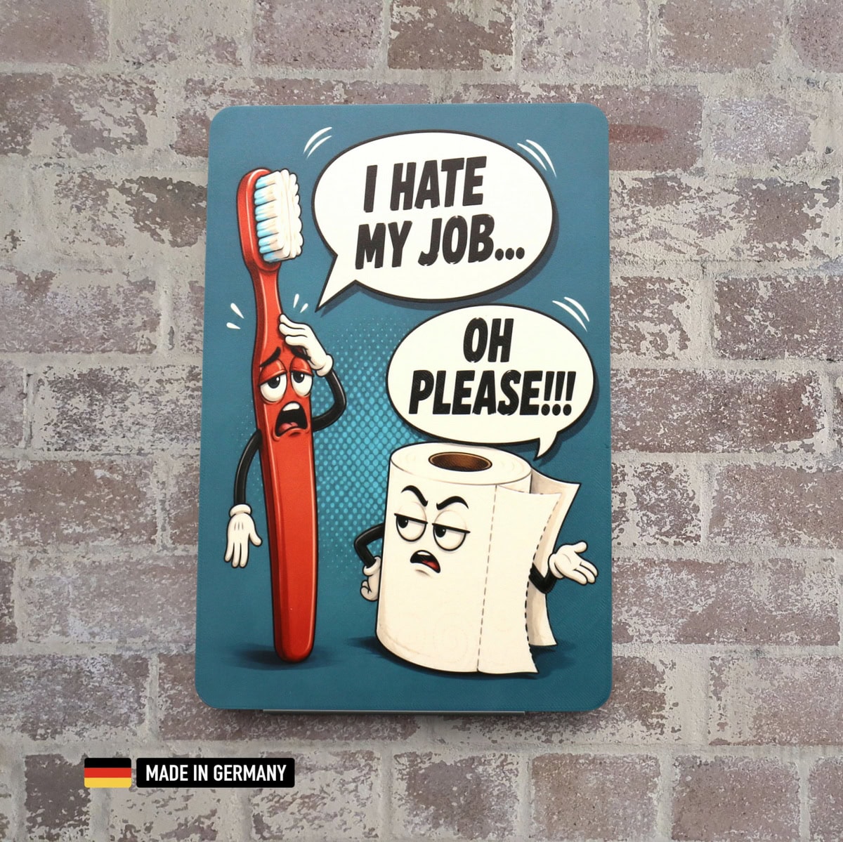 toilettenschild zahnbürste & klopapier – humor für badezimmer / lustige fun schilder