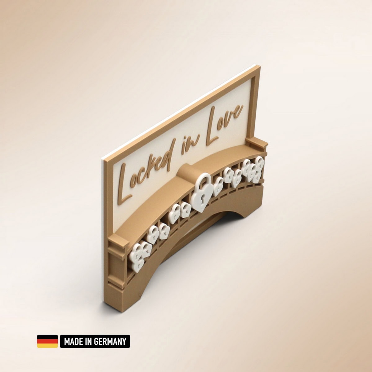 stehkarte liebesschlösser brücke 3d vorhängeschlösser – locked in love dekoration