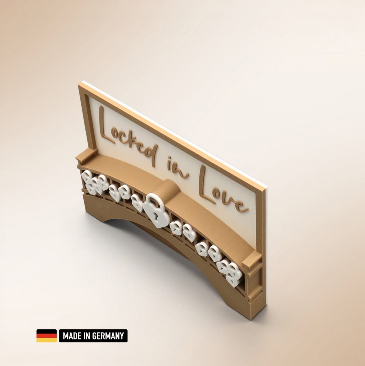 stehkarte liebesschlösser brücke 3d vorhängeschlösser – locked in love dekoration