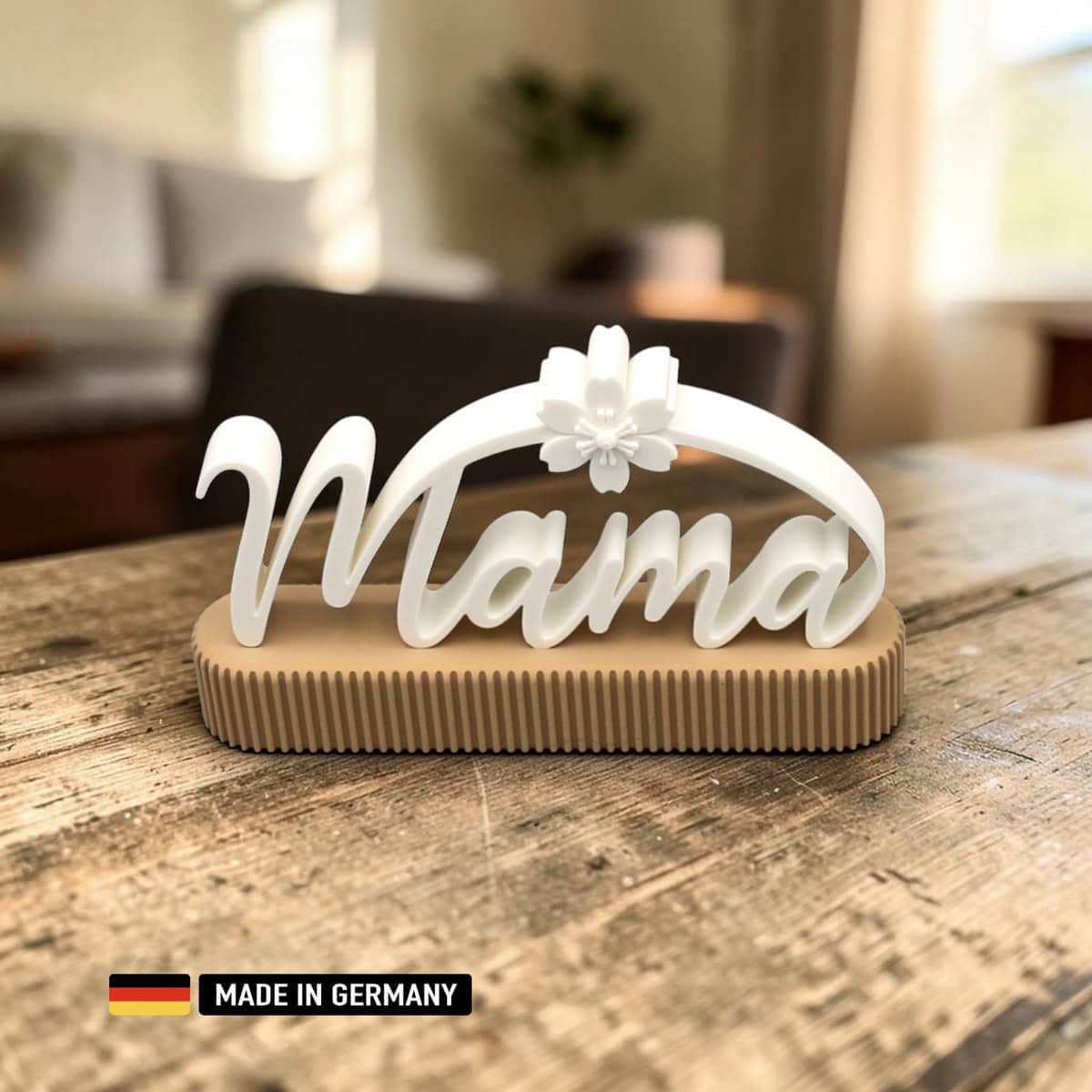 mama dekoschild mit blüte – elegante tischdeko und geschenkidee desktop schild