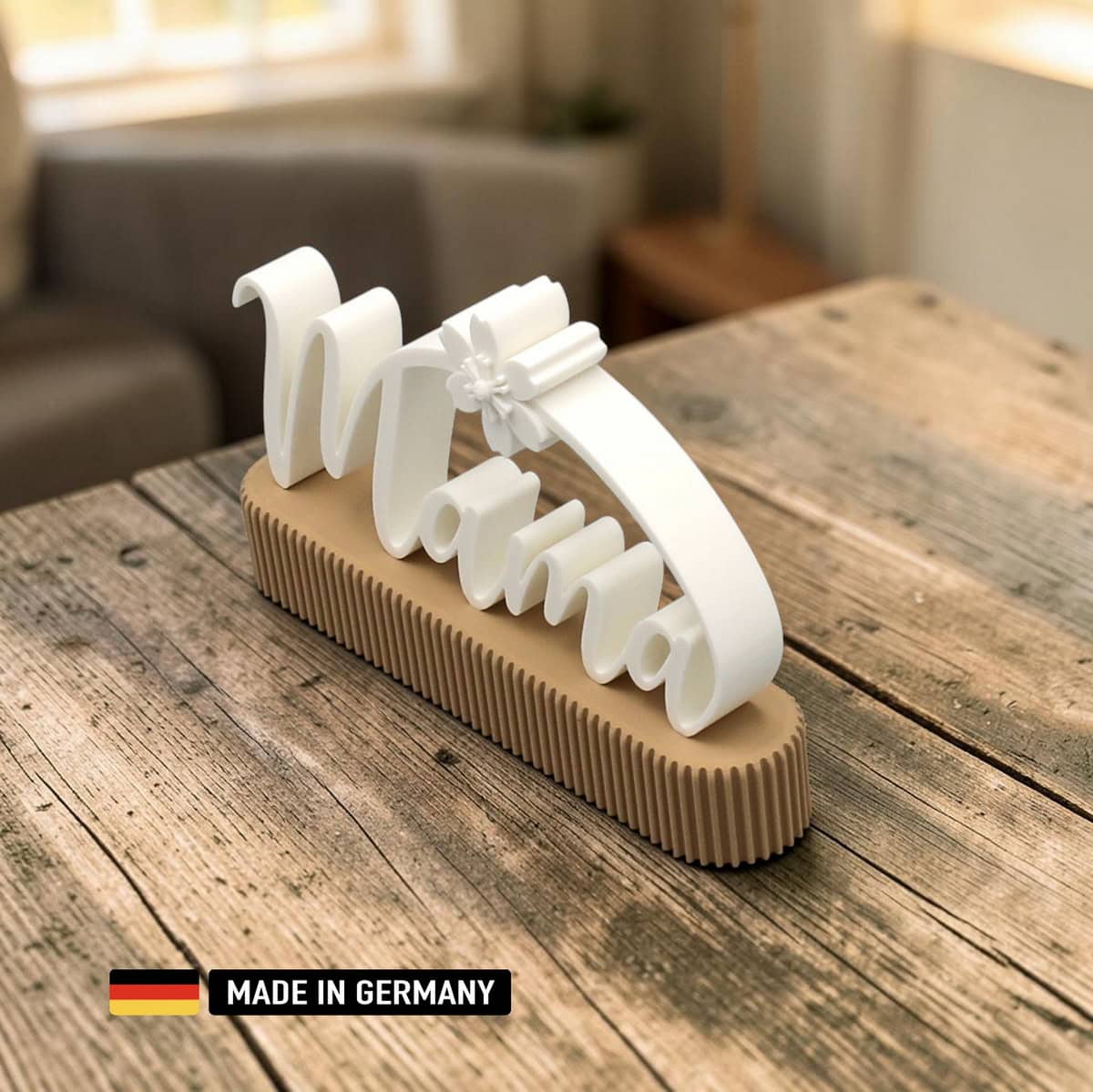 mama dekoschild mit blüte – elegante tischdeko und geschenkidee desktop schild