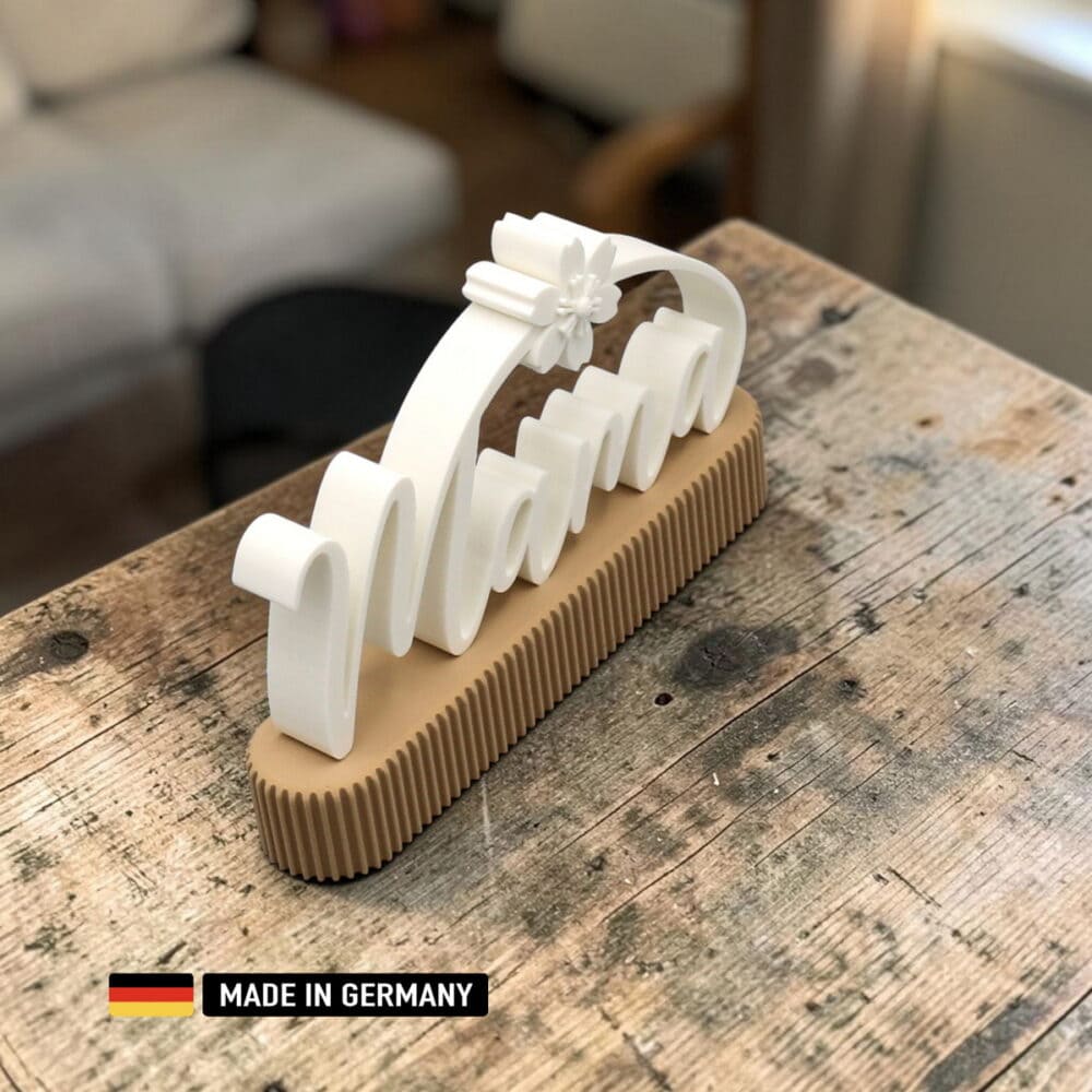 mama dekoschild mit blüte – elegante tischdeko und geschenkidee desktop schild