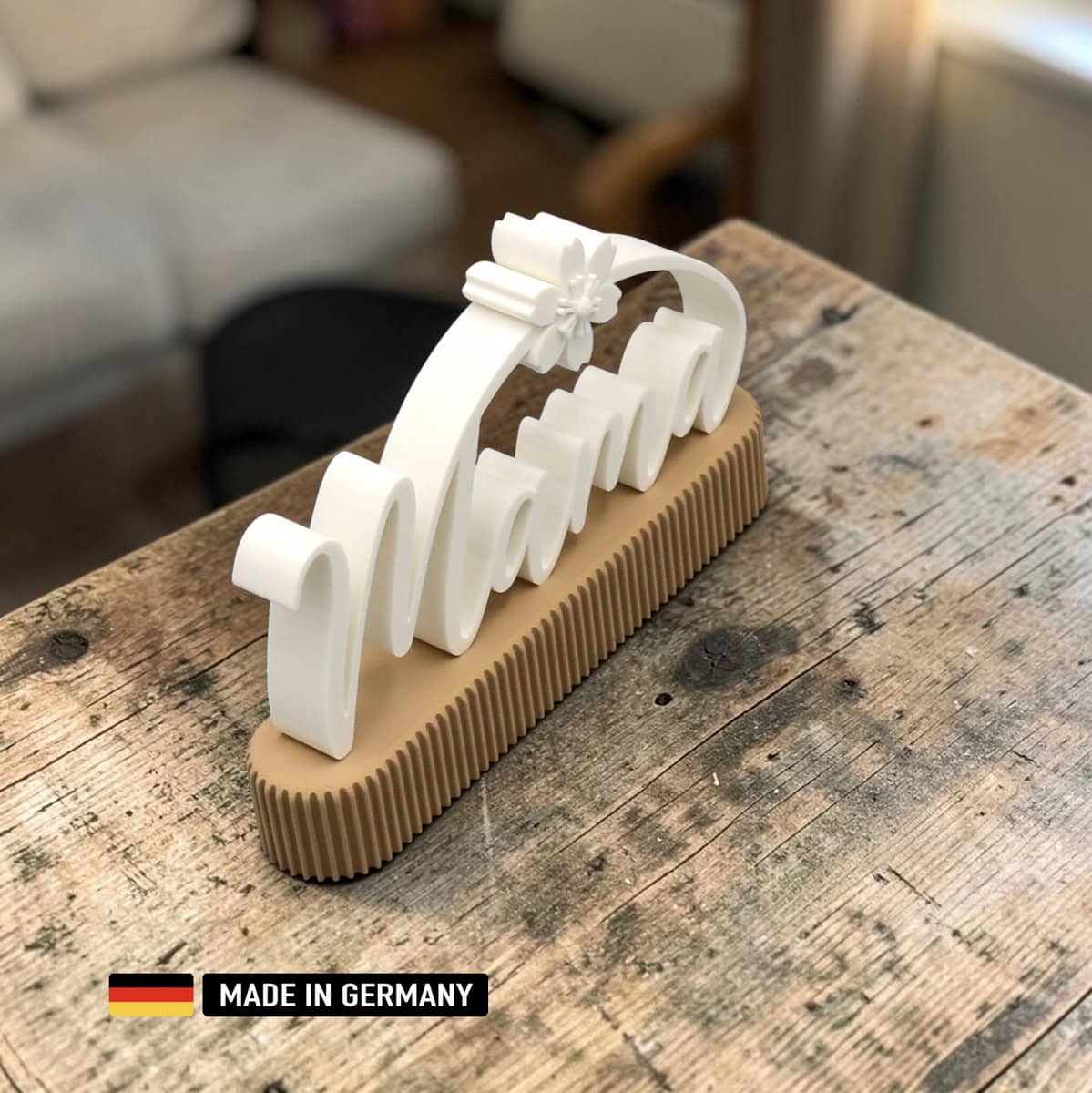 mama dekoschild mit blüte – elegante tischdeko und geschenkidee desktop schild