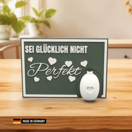 stehkarte mit blumenvase 3d – sei glücklich nicht perfekt – dekokarte
