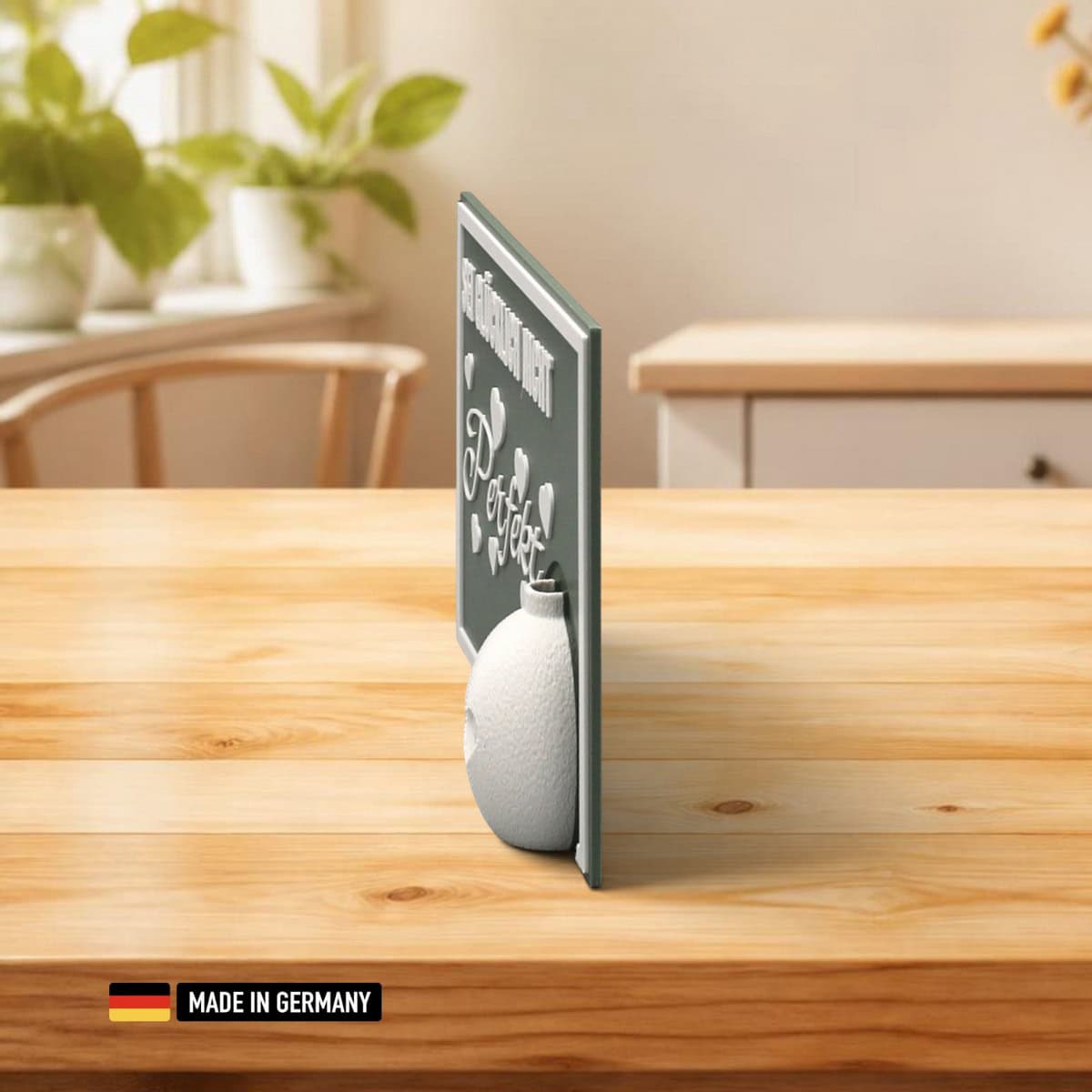 stehkarte mit blumenvase 3d – sei glücklich nicht perfekt – dekokarte