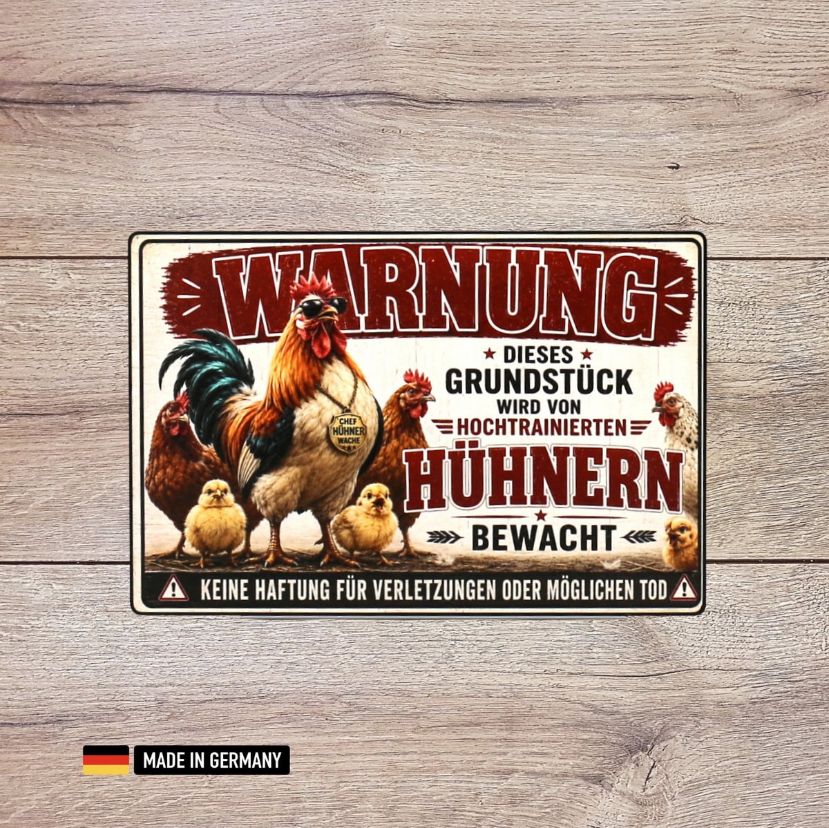 lustiges warnschild hochtrainierte hühner – dekoschild für hof & garten lustiges warnschild hochtrainierte hühner – dekoschild für hof & garten