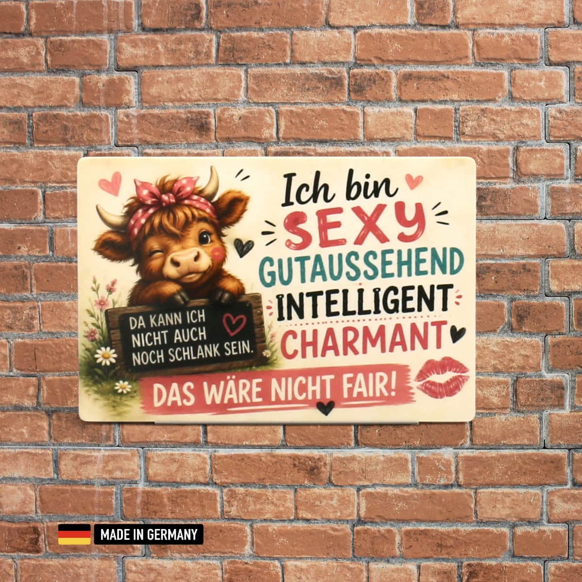 lustiges schild sexy gutaussehend intelligent charmant – dekoschild funschild