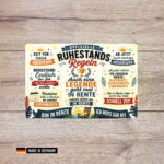 lustiges rentnerschild – ruhestandsregeln geschenk zur rente dekoschild funschild