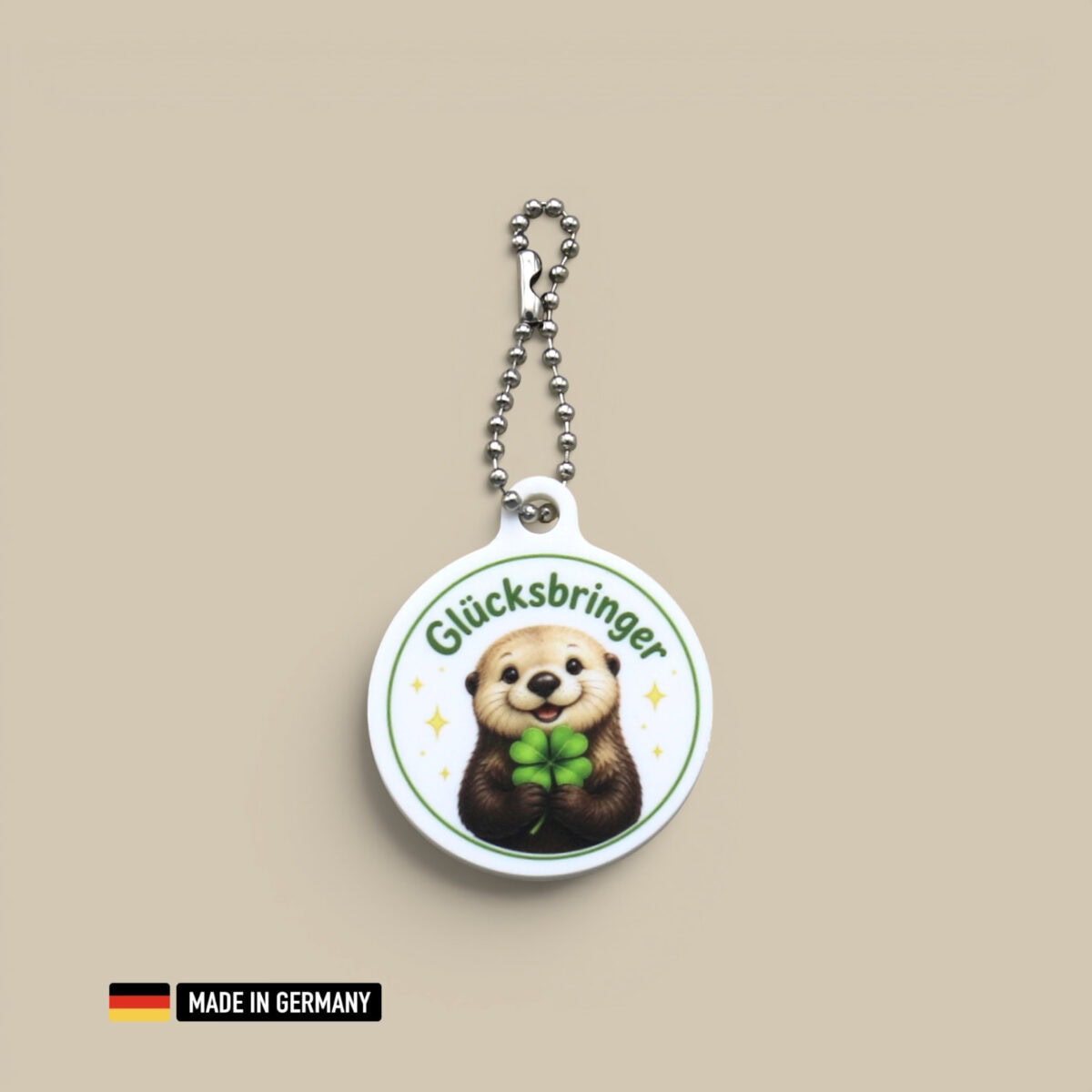 Süßer Otter Glücksbringer Schlüsselanhänger mit Glücks-Kleeblatt Süßer Otter Glücksbringer Schlüsselanhänger mit Glücks-Kleeblatt