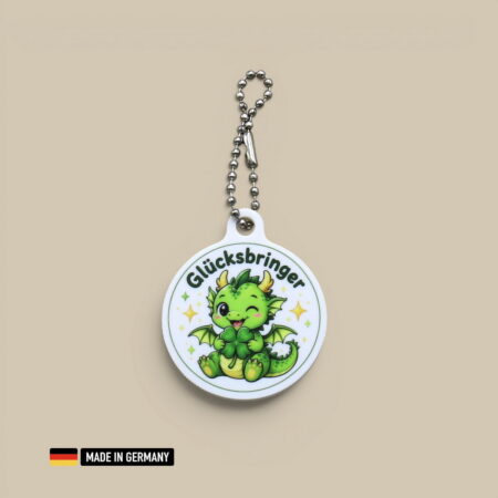 drachenbaby glücksbringer schlüsselanhänger mit glücks kleeblatt kleiner drache