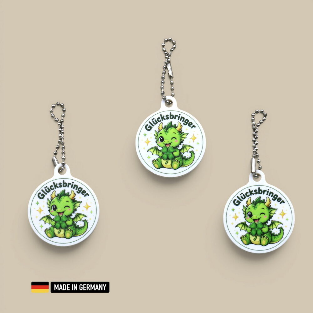 drachenbaby glücksbringer schlüsselanhänger mit glücks kleeblatt kleiner drache
