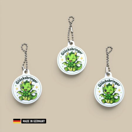 drachenbaby glücksbringer schlüsselanhänger mit glücks kleeblatt kleiner drache