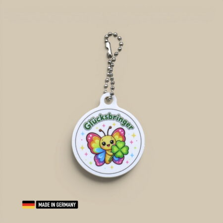 regenbogen schmetterling glücksbringer schlüsselanhänger mit glücks kleeblatt farbenpracht