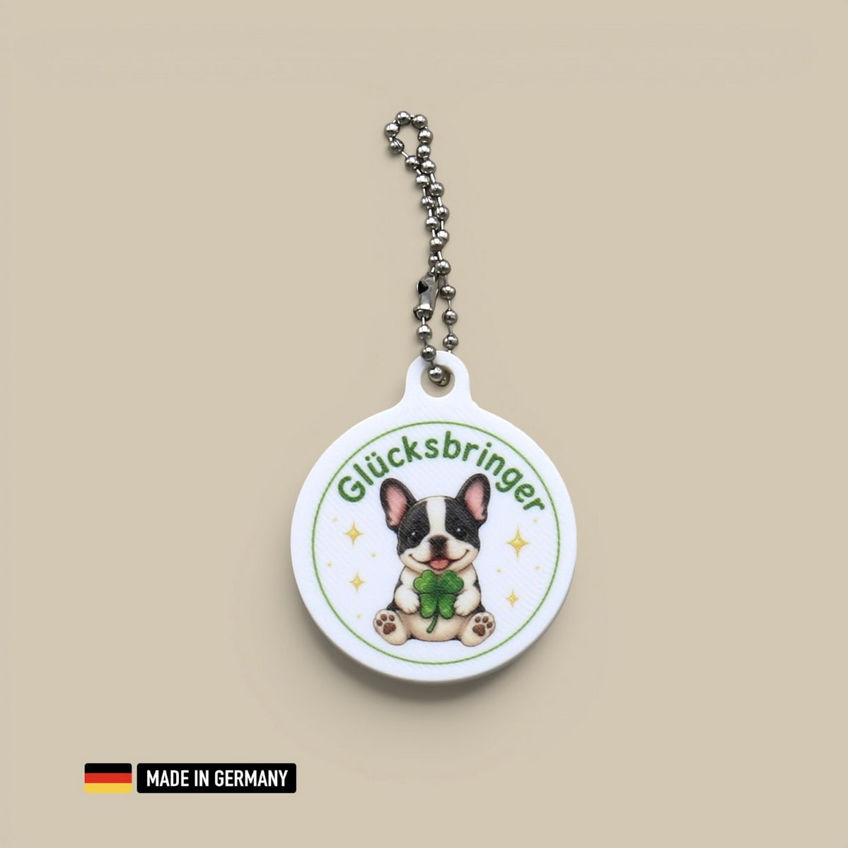 französische bulldogge welpe glücksbringer schlüsselanhänger kleeblatt hund französische bulldogge welpe glücksbringer schlüsselanhänger kleeblatt hund