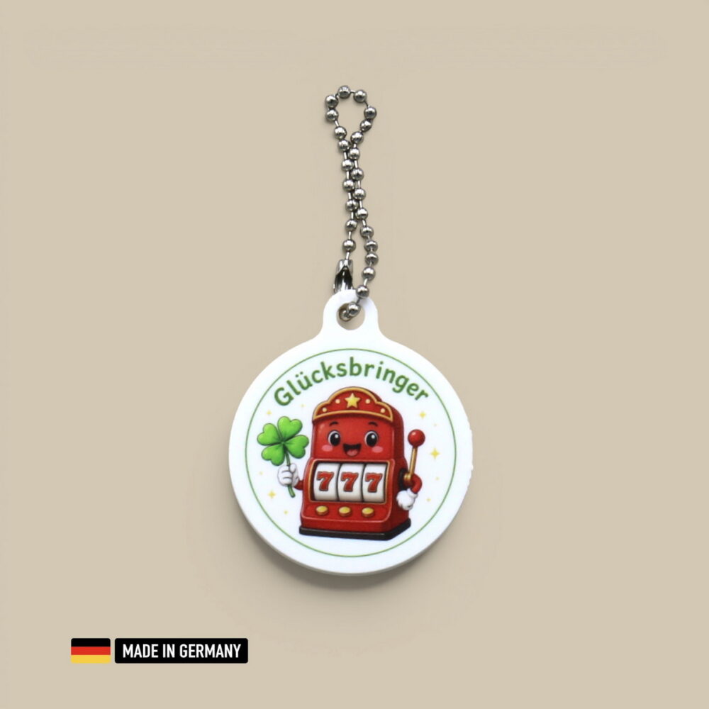 spielautomat 777 glücksbringer schlüsselanhänger mit glücks kleeblatt casino