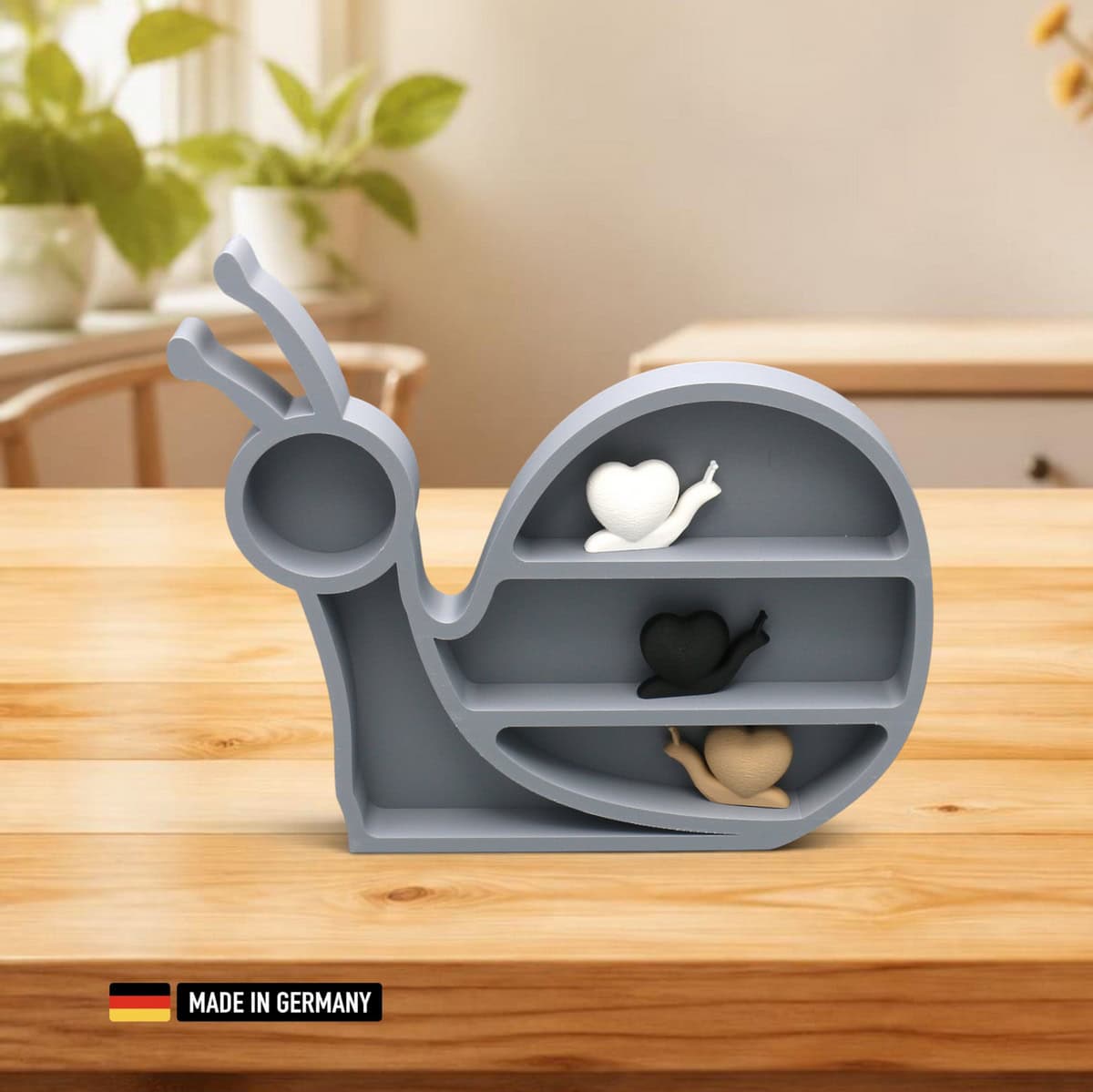 schnecken display regal mit 3 deko schnecken – aufsteller für kleine figuren schnecken display regal mit 3 deko schnecken – aufsteller für kleine figuren