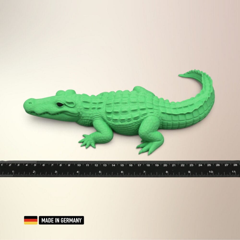 krokodil xxl figur grün mit schwarzen augen – große reptilien dekofigur