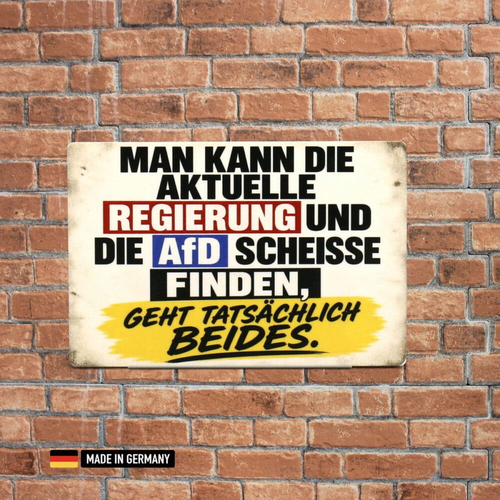 man kann die regierung & die afd scheiße finden – politisches spruchschild zeitgeschichte