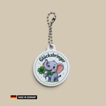 elefantenbaby glücksbringer schlüsselanhänger – kleiner elefant mit glücks kleeblatt