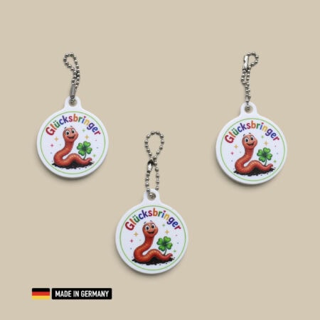 regenwurm glücksbringer schlüsselanhänger – kleeblatt glückssymbol als kleines geschenk