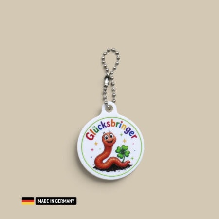 regenwurm glücksbringer schlüsselanhänger – kleeblatt glückssymbol als kleines geschenk